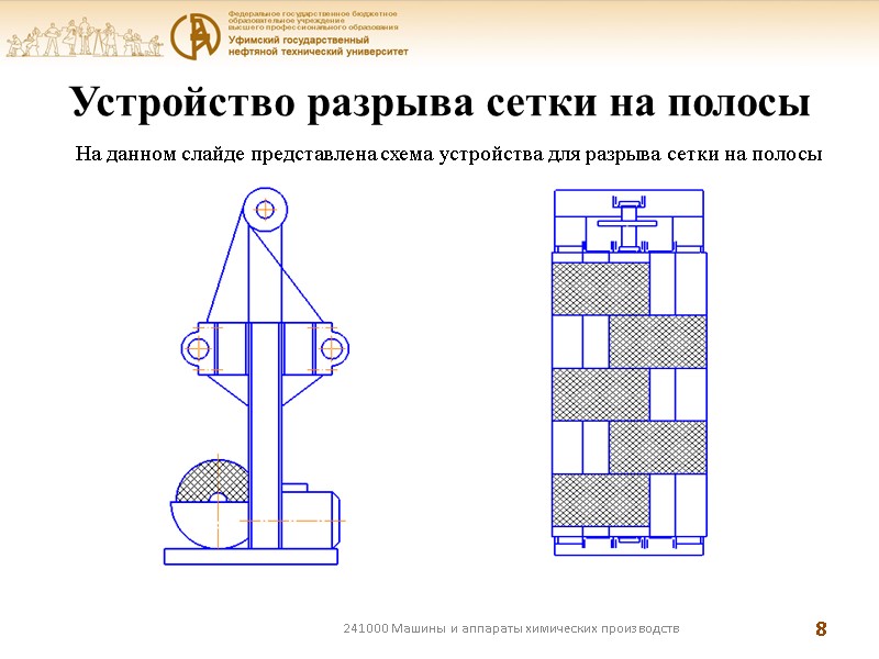 Устройство разрыва сетки на полосы 241000 Машины и аппараты химических производств 8 На данном